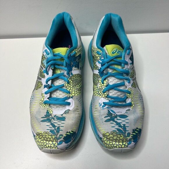 Asics Gel-Kayano 27 Sneakers Shoes Womens Size 9 White Blue Floral Flyte Foam - Picture 3 of 10